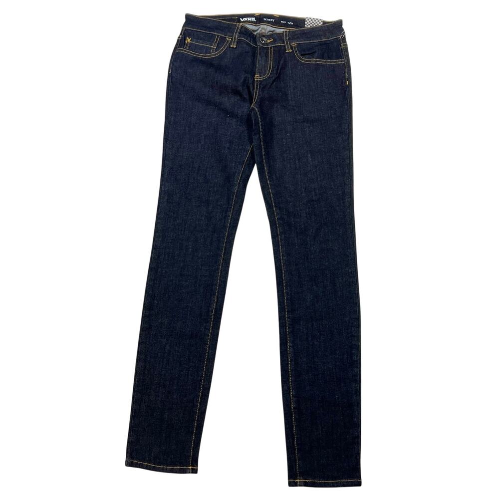 Vans Off the Wall Denim Jeans Women 5/27 Dark Blue Skinny Fit Mid Rise New